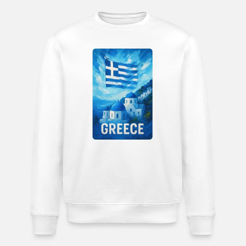 Grèce - Paradis bleu - Sweat bio ROLLER Stanley/Stella Unisexe - blanc