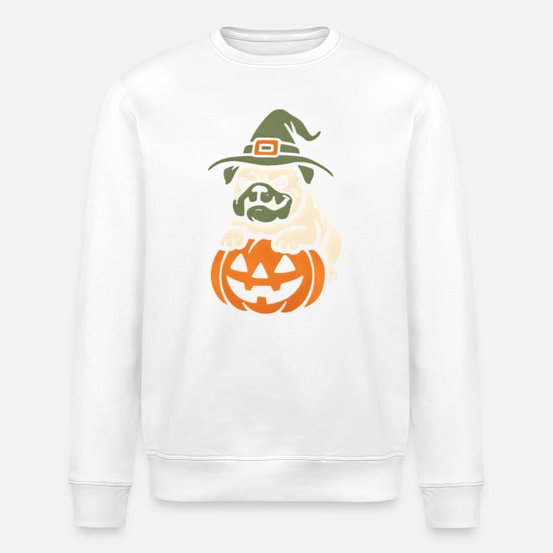 Carlin Halloween Citrouille Sorcière - Sweat bio ROLLER Stanley/Stella Unisexe - blanc