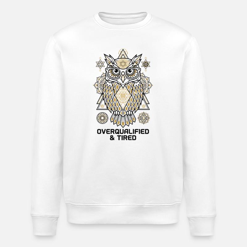 Overqualified Eule Mandala - Stanley/Stella Unisex Bio-Sweatshirt ROLLER - Weiß