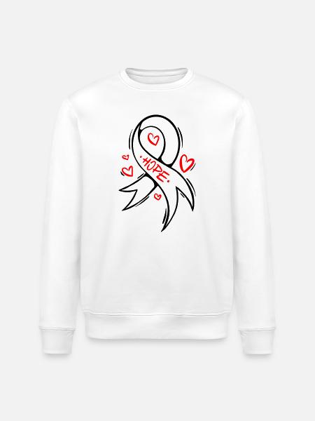 Hope Heart Cancer Loop - Stanley/Stella ROLLER Unisex Organic Sweatshirt - white