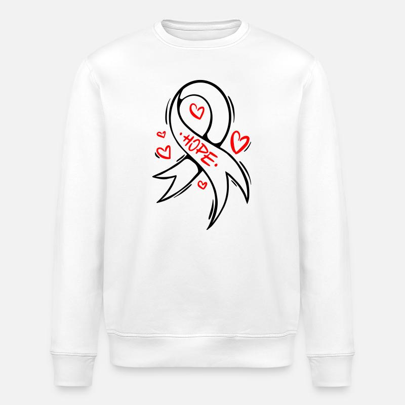 Hope Herz Cancer Schleife - Stanley/Stella Unisex Bio-Sweatshirt ROLLER - Weiß