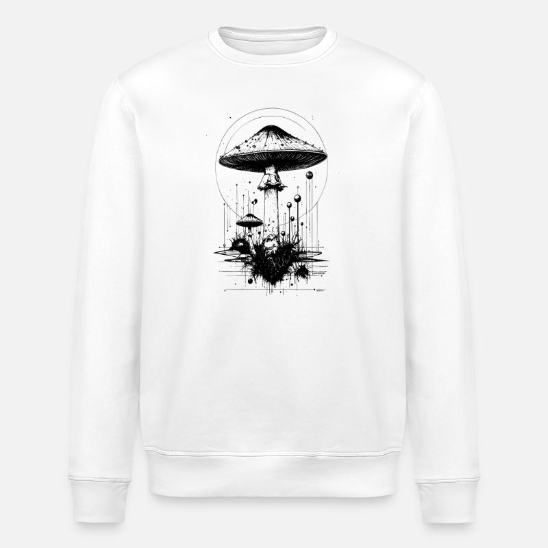 Toadstool, in geometric shapes - Stanley/Stella ROLLER Unisex Organic Sweatshirt - white
