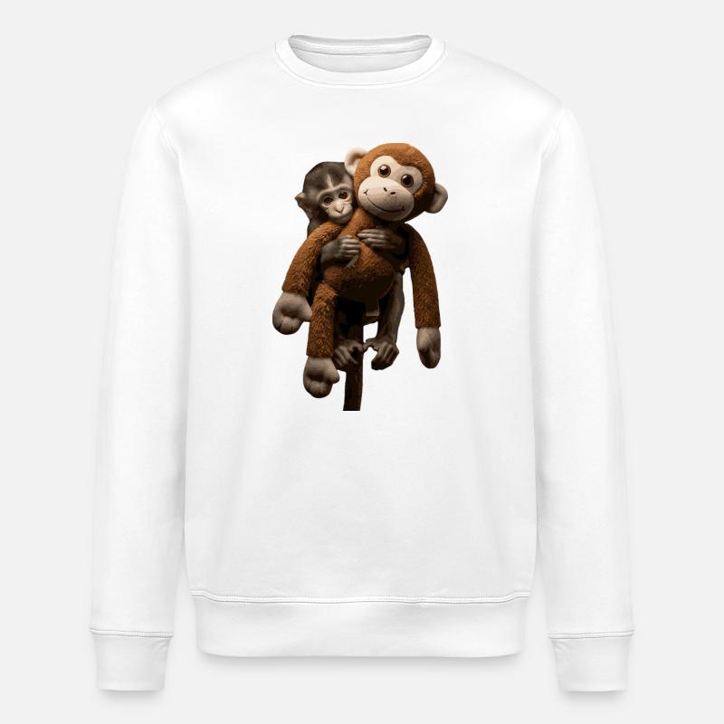 Punch der virale Affe mit Stofftier - Stanley/Stella Unisex Bio-Sweatshirt ROLLER - Weiß