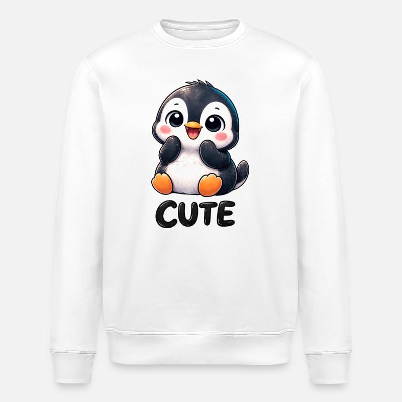 Pingouin chibi mignon timide timide mignon - Sweat bio ROLLER Stanley/Stella Unisexe - blanc
