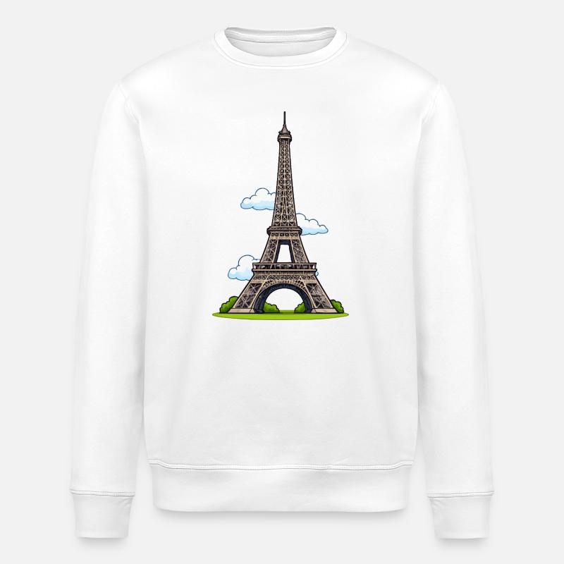 Eiffelturm Cartoon Stil - Stanley/Stella Unisex Bio-Sweatshirt ROLLER - Weiß
