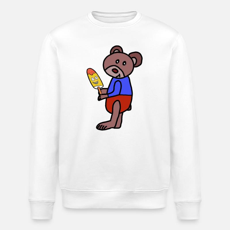 Bär Teddy  Eiskrem  Eis Kind - Stanley/Stella ROLLER Unisex Organic Sweatshirt - white