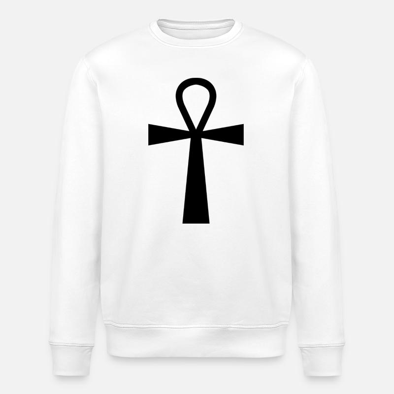 Croix d’Ankh égyptienne - Sweat bio ROLLER Stanley/Stella Unisexe - blanc