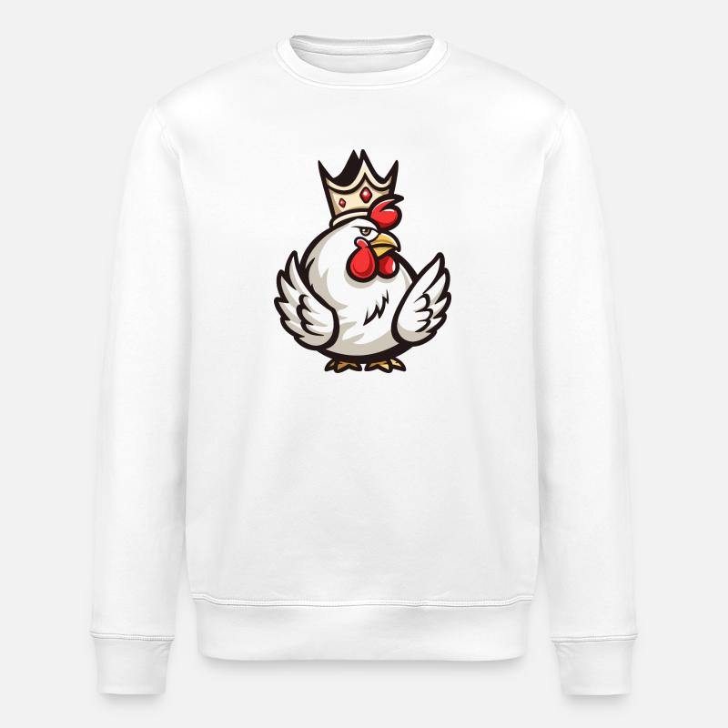 Hahn Cartoon Krone - Stanley/Stella Unisex Bio-Sweatshirt ROLLER - Weiß