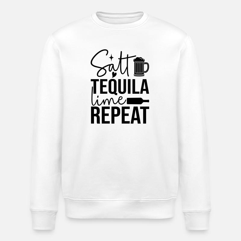 Salt tequila lime repeat - Stanley/Stella ROLLER Unisex Organic Sweatshirt - white