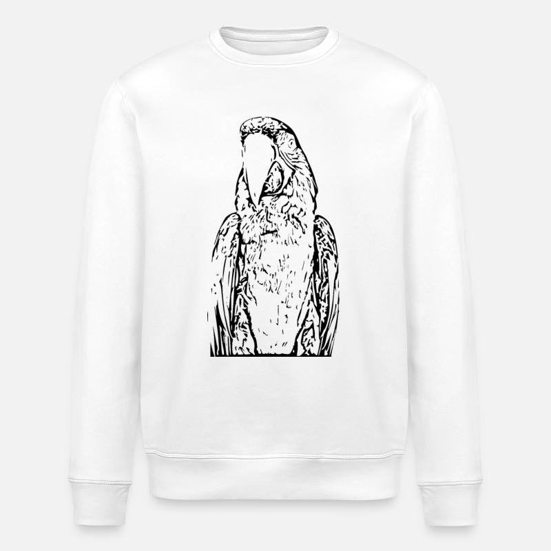 Oiseau perroquet noir - Sweat bio ROLLER Stanley/Stella Unisexe - blanc