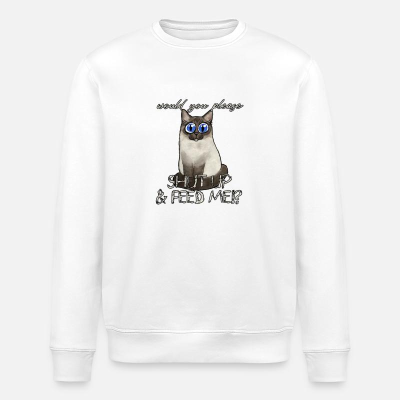 Hungrige Katze - Stanley/Stella Unisex Bio-Sweatshirt ROLLER - Weiß