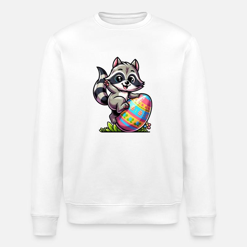 Ostern Waschbär Osterei - Stanley/Stella Unisex Bio-Sweatshirt ROLLER - Weiß