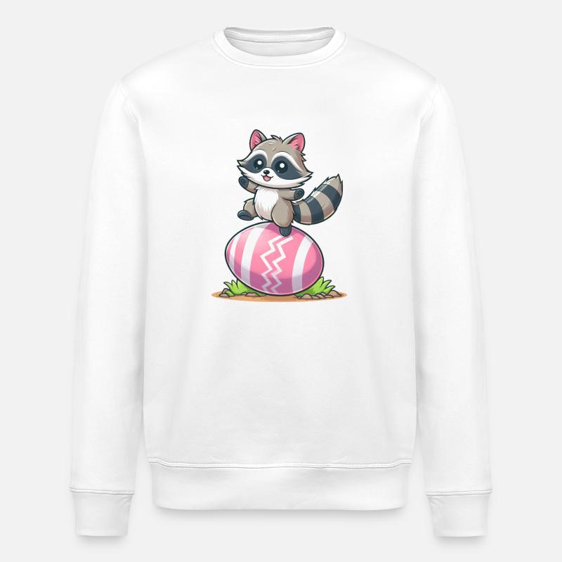 Easter Raccoon Easter Egg - Stanley/Stella ROLLER Unisex Organic Sweatshirt - white