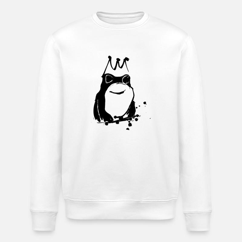 frog,black, illustration, stencil,frog prince - Stanley/Stella ROLLER Unisex Organic Sweatshirt - white