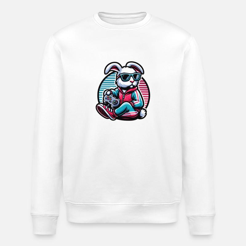 Lapin de Pâques Gamer pour les nerds et les joueurs - Sweat bio ROLLER Stanley/Stella Unisexe - blanc
