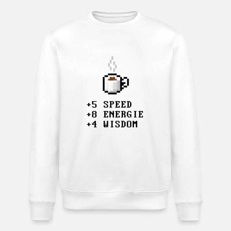Pixel café avec Stats - Sweat bio ROLLER Stanley/Stella Unisexe - blanc