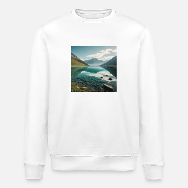 Bergpanorama mit See - Stanley/Stella Unisex Bio-Sweatshirt ROLLER - Weiß