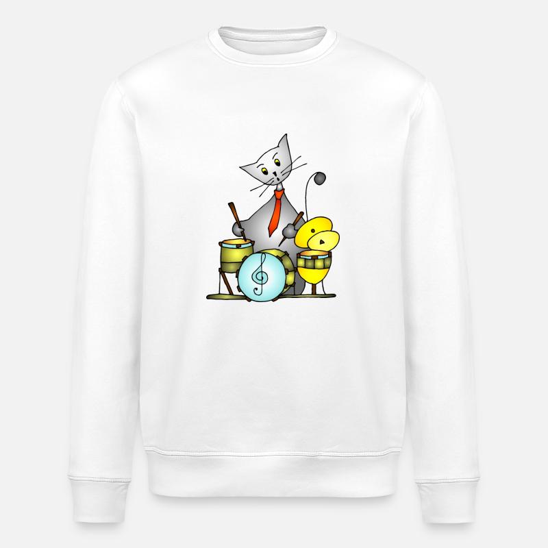 Cat - Stanley/Stella ROLLER Unisex Organic Sweatshirt - white