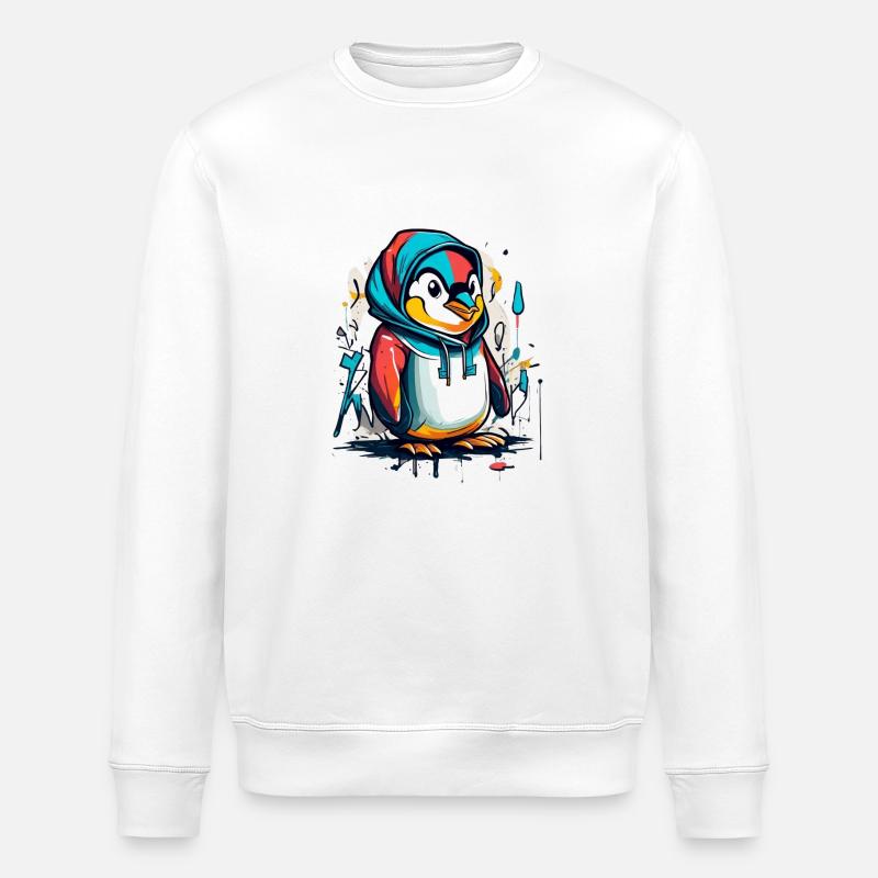Cool Pinguin Graffiti - Stanley/Stella Unisex Bio-Sweatshirt ROLLER - Weiß