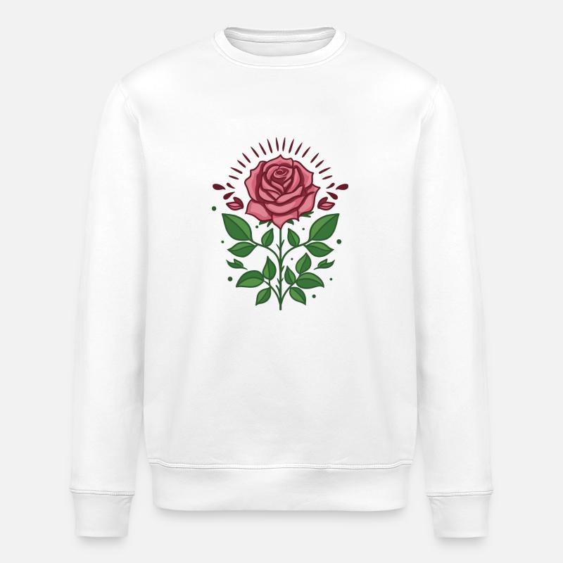 Fleur de rose - Sweat bio ROLLER Stanley/Stella Unisexe - blanc