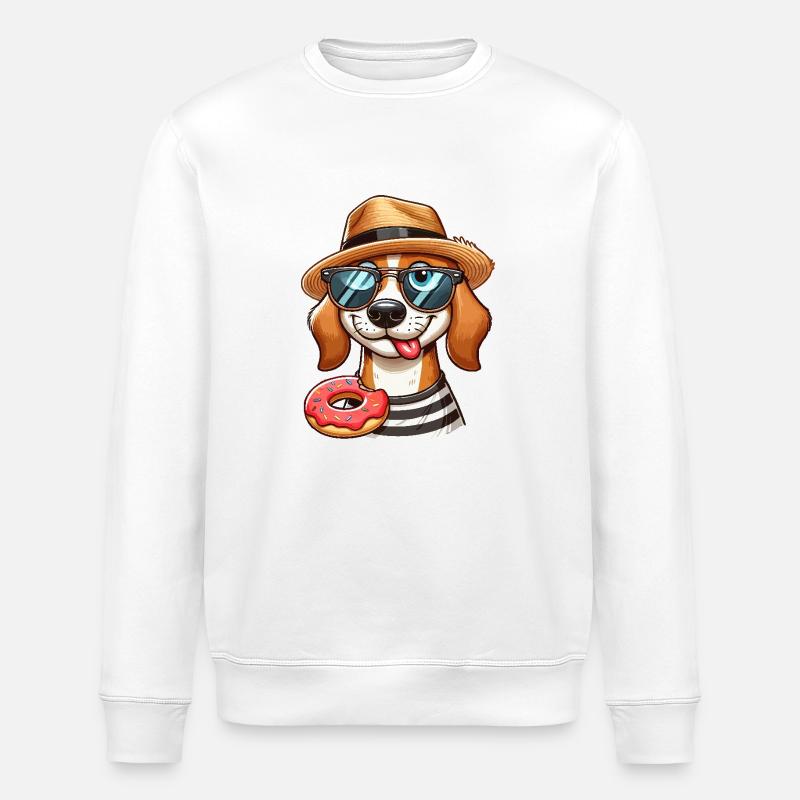 Chien avec un beignet - Sweat bio ROLLER Stanley/Stella Unisexe - blanc