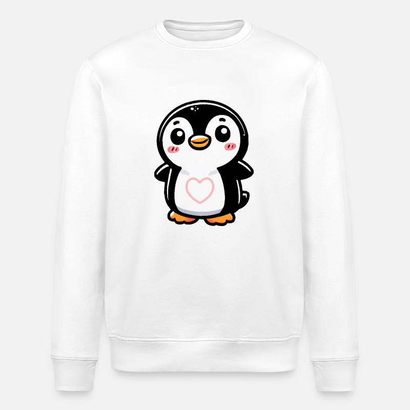 pinguin comic heart - Stanley/Stella Unisex Bio-Sweatshirt ROLLER - Weiß