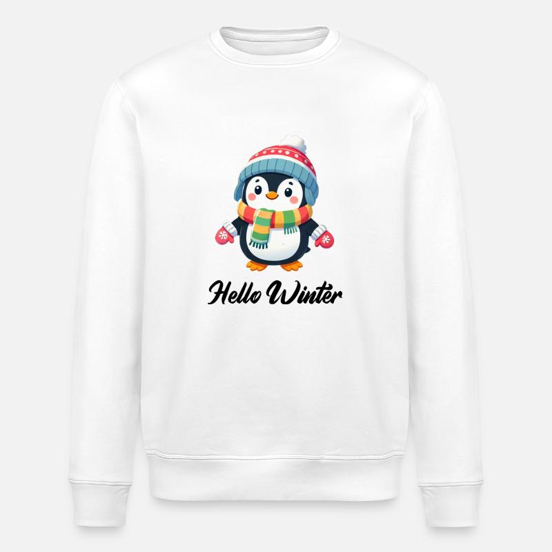 pinguin comic winter - Stanley/Stella Unisex Bio-Sweatshirt ROLLER - Weiß