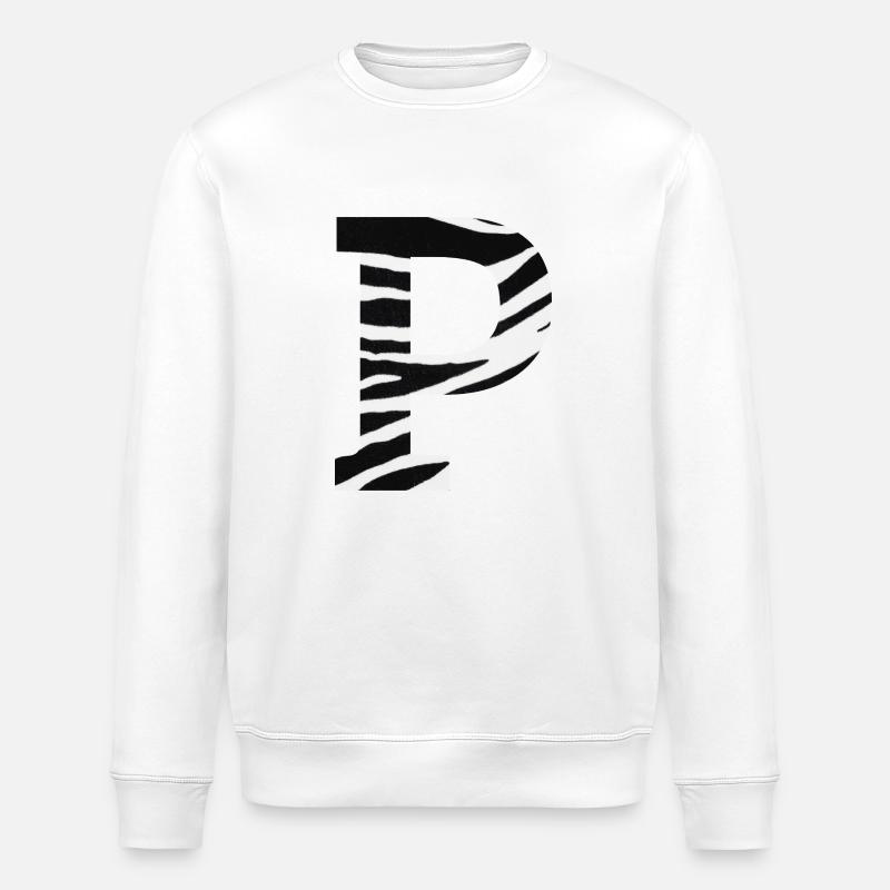 Buchstabe p Zebra - Stanley/Stella Unisex Bio-Sweatshirt ROLLER - Weiß