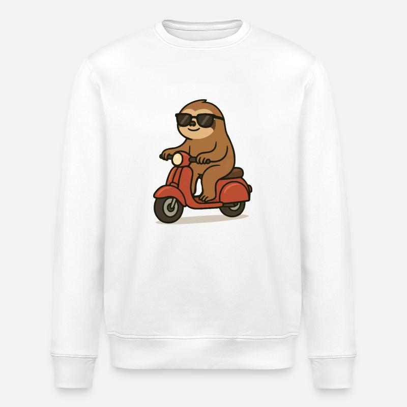 Sloth Comic Moped - Stanley/Stella ROLLER Unisex Organic Sweatshirt - white