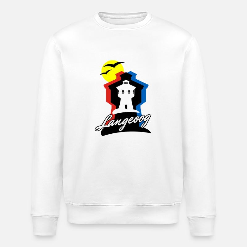 Langeoog Style mit Wasserturm - Stanley/Stella Unisex Bio-Sweatshirt ROLLER - Weiß