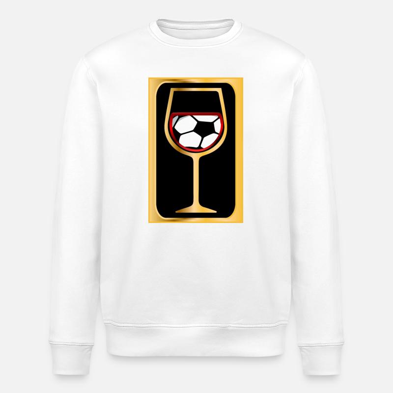 FUßBALL WEIN GLAS - Stanley/Stella Unisex Bio-Sweatshirt ROLLER - Weiß