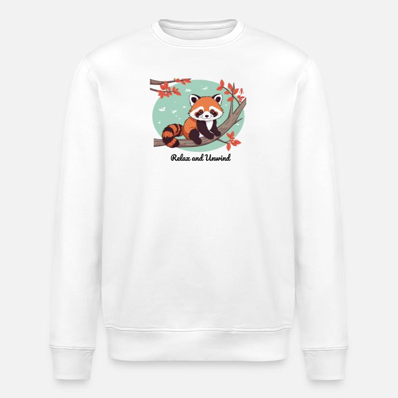 Relax and Unwind – Roter Panda - Stanley/Stella Unisex Bio-Sweatshirt ROLLER - Weiß
