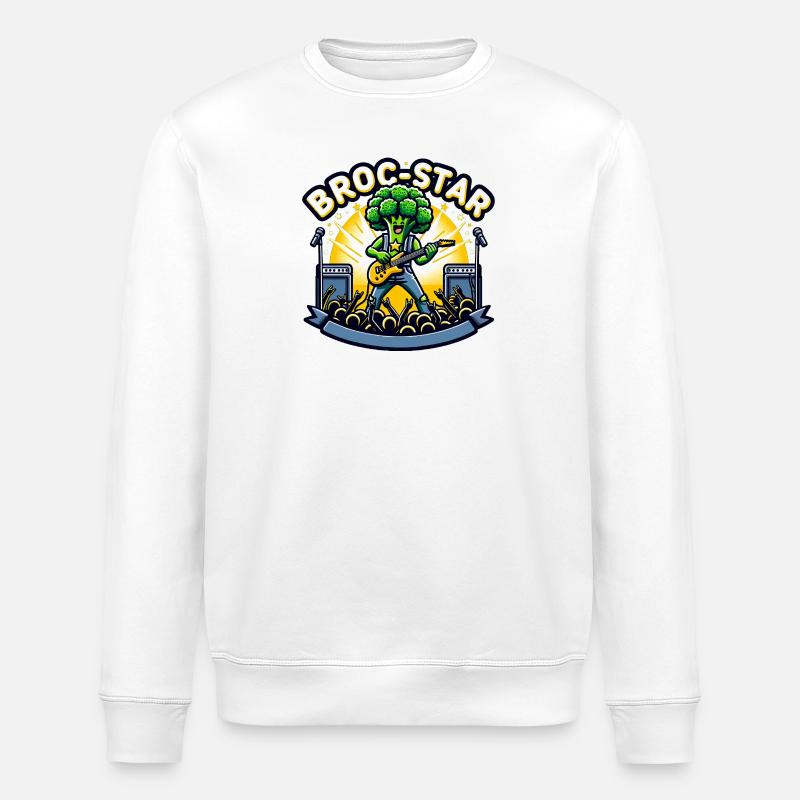 Broc-Star - The rocking broccoli super star - Stanley/Stella ROLLER Unisex Organic Sweatshirt - white