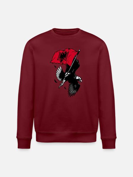 Albanian eagle with flag - Stanley/Stella ROLLER Unisex Organic Sweatshirt - white