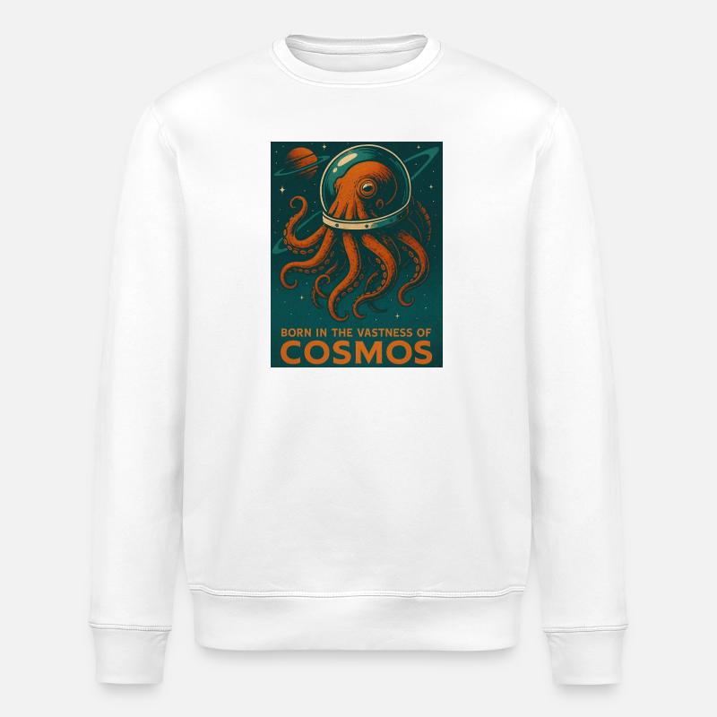 Oktopus Retro Sci-Fi Weltraum - Stanley/Stella Unisex Bio-Sweatshirt ROLLER - Weiß
