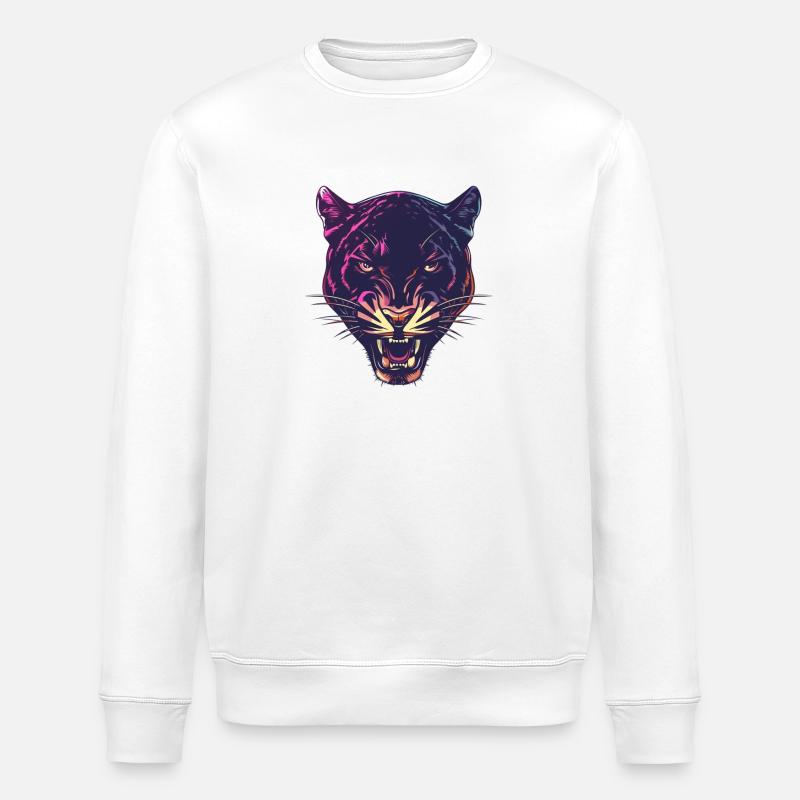 Neon Panther Kopf Design - Stanley/Stella Unisex Bio-Sweatshirt ROLLER - Weiß