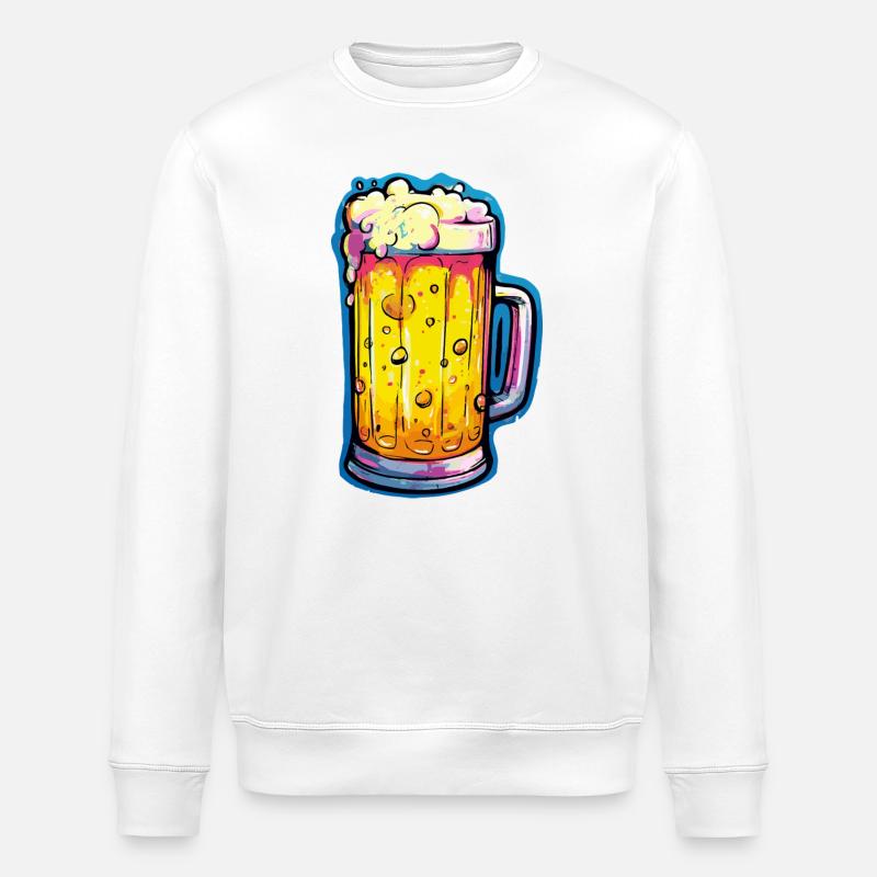 Bier Comic Bierglas - Stanley/Stella Unisex Bio-Sweatshirt ROLLER - Weiß