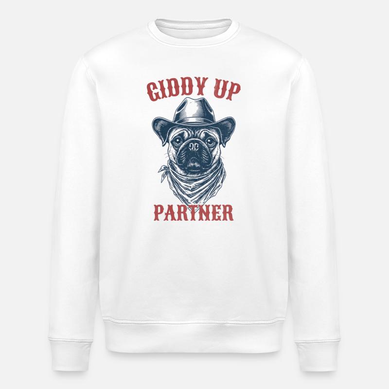 Giddy Up Partner - Mops - Stanley/Stella Unisex Bio-Sweatshirt ROLLER - Weiß
