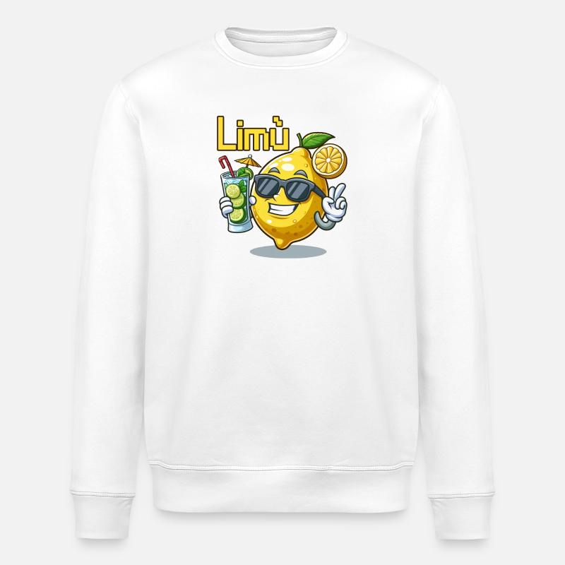 Lemon Character mit Sonnenbrille und Cocktail - Stanley/Stella Unisex Bio-Sweatshirt ROLLER - Weiß