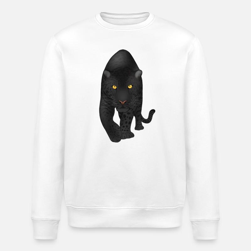 Midnight Panther, Raubkatze - Stanley/Stella Unisex Bio-Sweatshirt ROLLER - Weiß