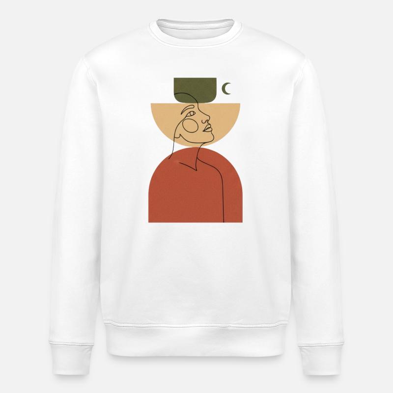 Abstract Head with Geometric Shape - Stanley/Stella ROLLER Unisex Organic Sweatshirt - white