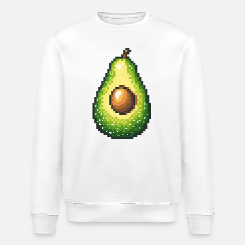 Pixel avocat rétro fruit image - Sweat bio ROLLER Stanley/Stella Unisexe - blanc