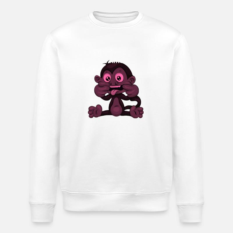 Cartoon Affe Spielzeit - Stanley/Stella Unisex Bio-Sweatshirt ROLLER - Weiß