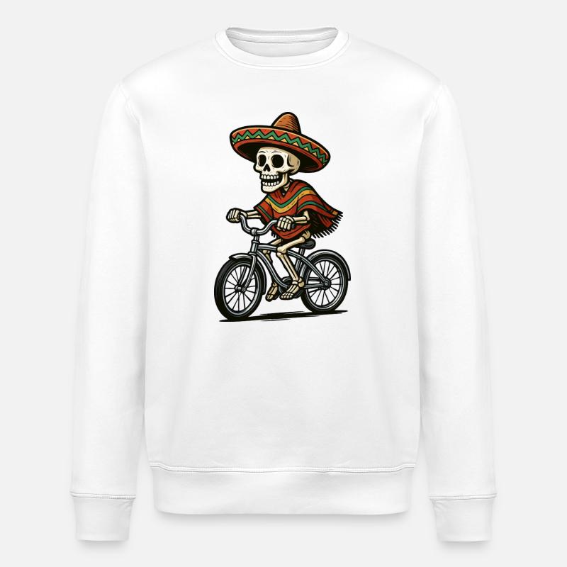 Squelette à vélo en sombrero - Sweat bio ROLLER Stanley/Stella Unisexe - blanc