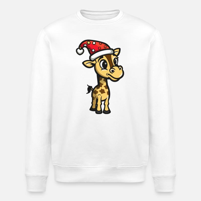 Giraffe Christmas - Stanley/Stella ROLLER Unisex Organic Sweatshirt - white