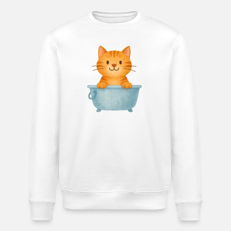 kätzchen im Bad - Stanley/Stella Unisex Bio-Sweatshirt ROLLER - Weiß