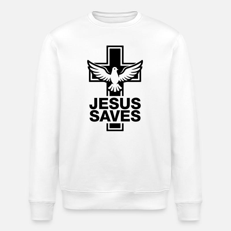 Jésus sauve la colombe croix - Sweat bio ROLLER Stanley/Stella Unisexe - blanc