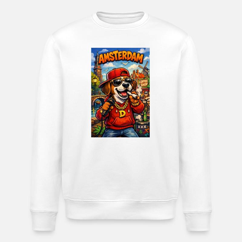 Amsterdam Dog Rapper - Stanley/Stella Unisex Bio-Sweatshirt ROLLER - Weiß