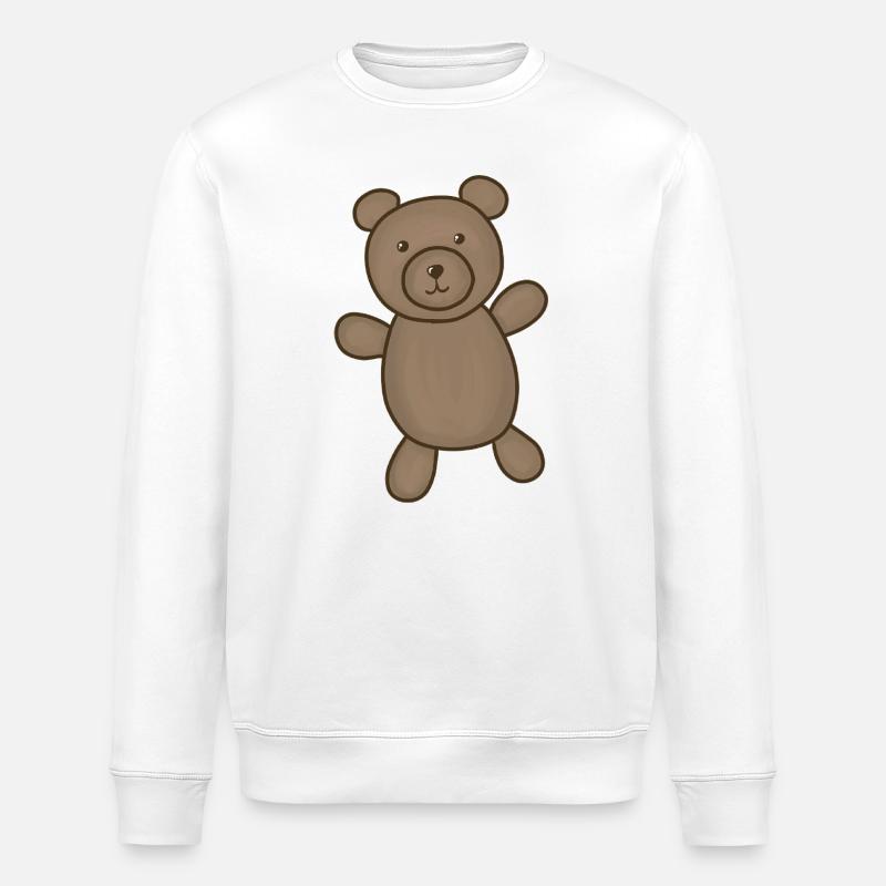 Kuschelbär Braun Illustration - Stanley/Stella Unisex Bio-Sweatshirt ROLLER - Weiß