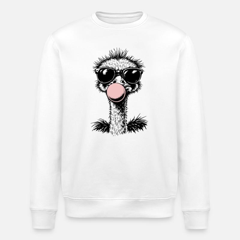 Autruche cool qui souffle du chewing-gum - Sweat bio ROLLER Stanley/Stella Unisexe - blanc